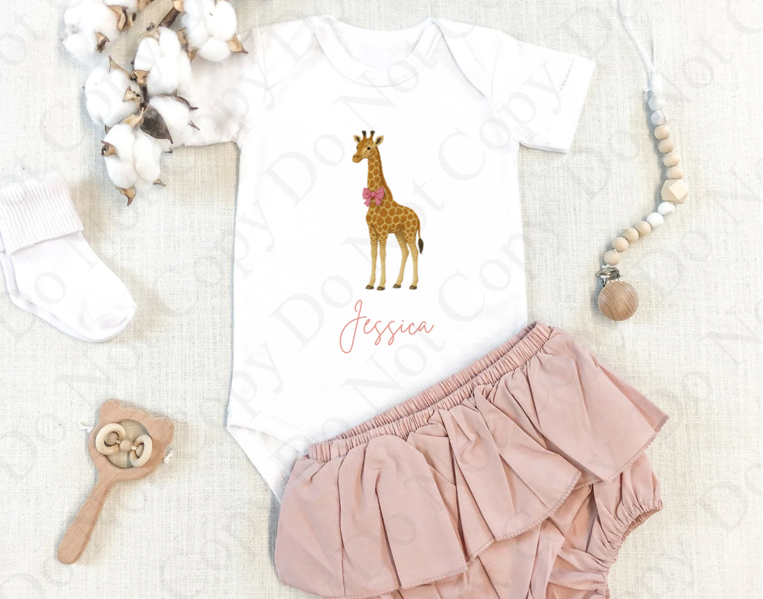 DTF Fabric - Giraffe with Pink Bow Tie
