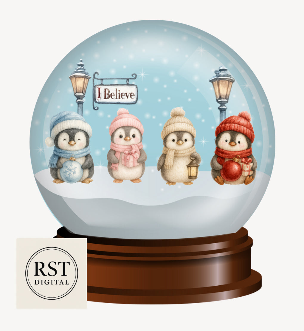 DTF (Fabric) Snow Globe Penguins (6 Colours)