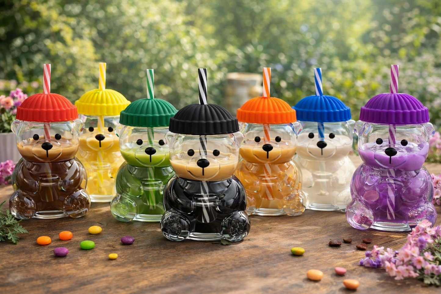 Glass Bear Tumbler Green and Purple (Pre-order Due mid May)