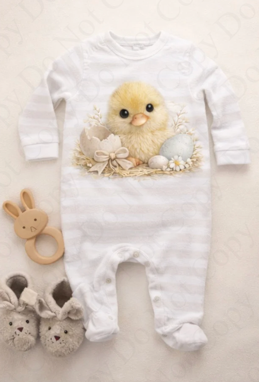 DTF Fabric - Chick with eggs Feather Effect (multiple options)