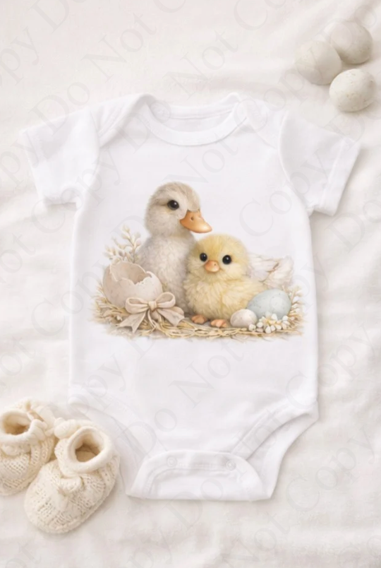 DTF Fabric - White Duck and Chick Feather Effect (multiple options)