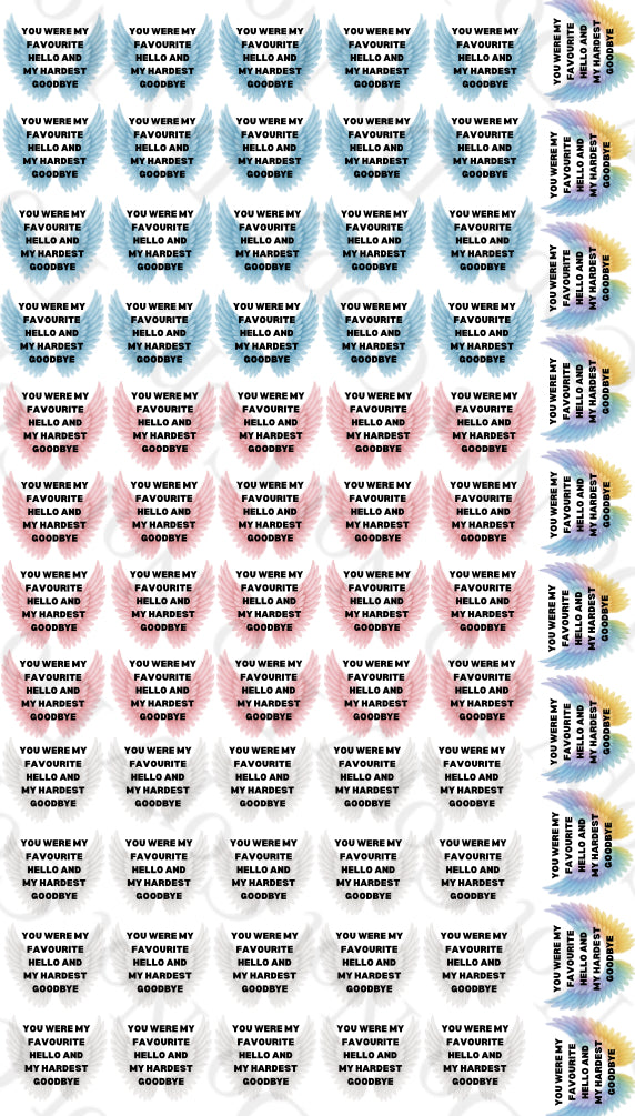 OFFER You Were My Favourite Hallo - Sheet of 70 4cm decals
