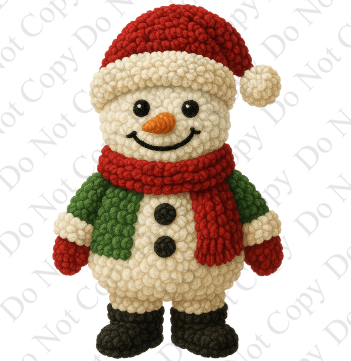 DTF Fabric - Snowman - Red Hat (Wooly Style)