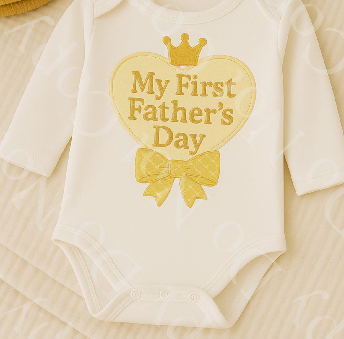 DTF Fabric - Yellow My First Father’s Day Heart (Leather/Embrodery Effect)