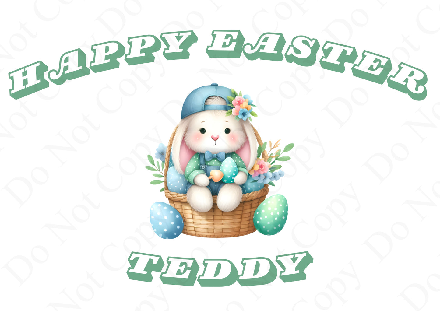 Boy RST Bunny Gift Box - (With Optional Name and Wording in Green)