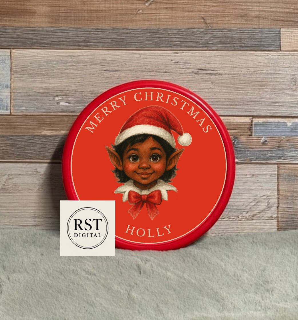 Chocolate Tub Sticker - Elf Girl Head Brown hair/Dark Skin
