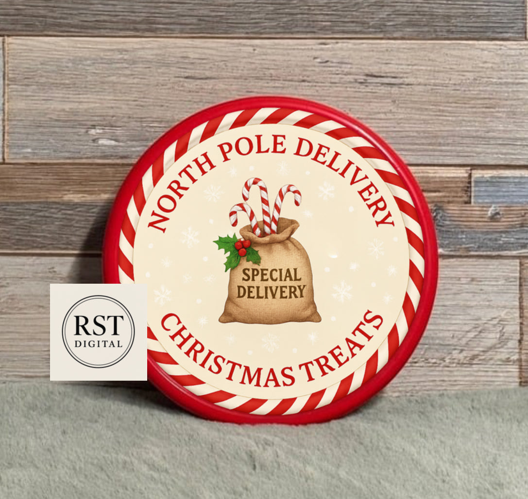 Chocolate Tub Sticker - North Pole Sack