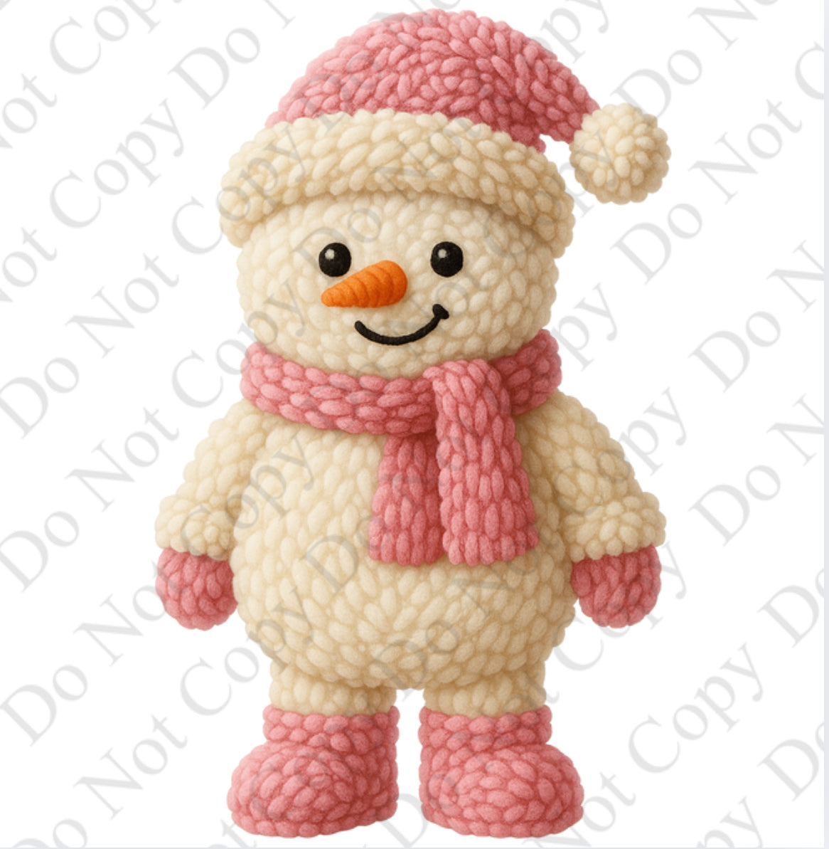 DTF Fabric - Snowman - Pink (Wooly Style)