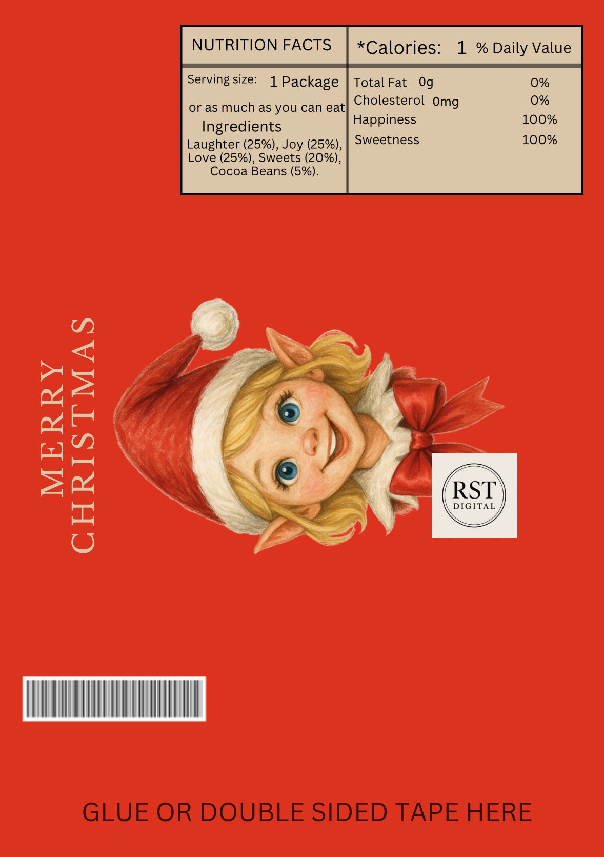 Chocolate Wrapper - Girl Elf Head Blond Hair/Light Skin