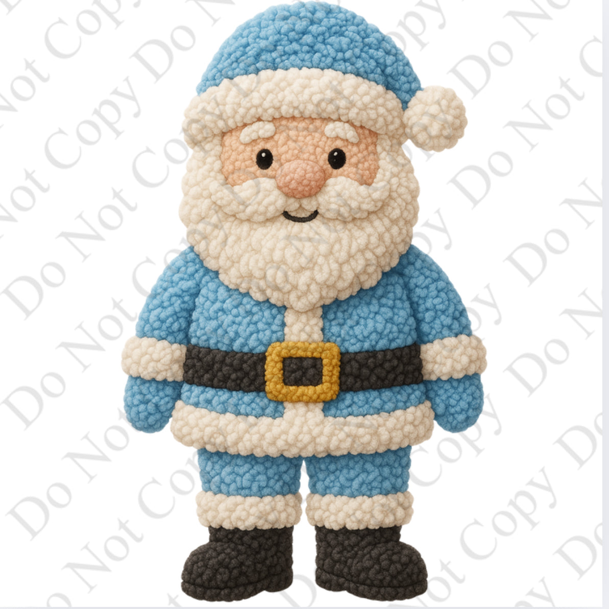 DTF Fabric - Full Santa - Blue (Wooly Style)