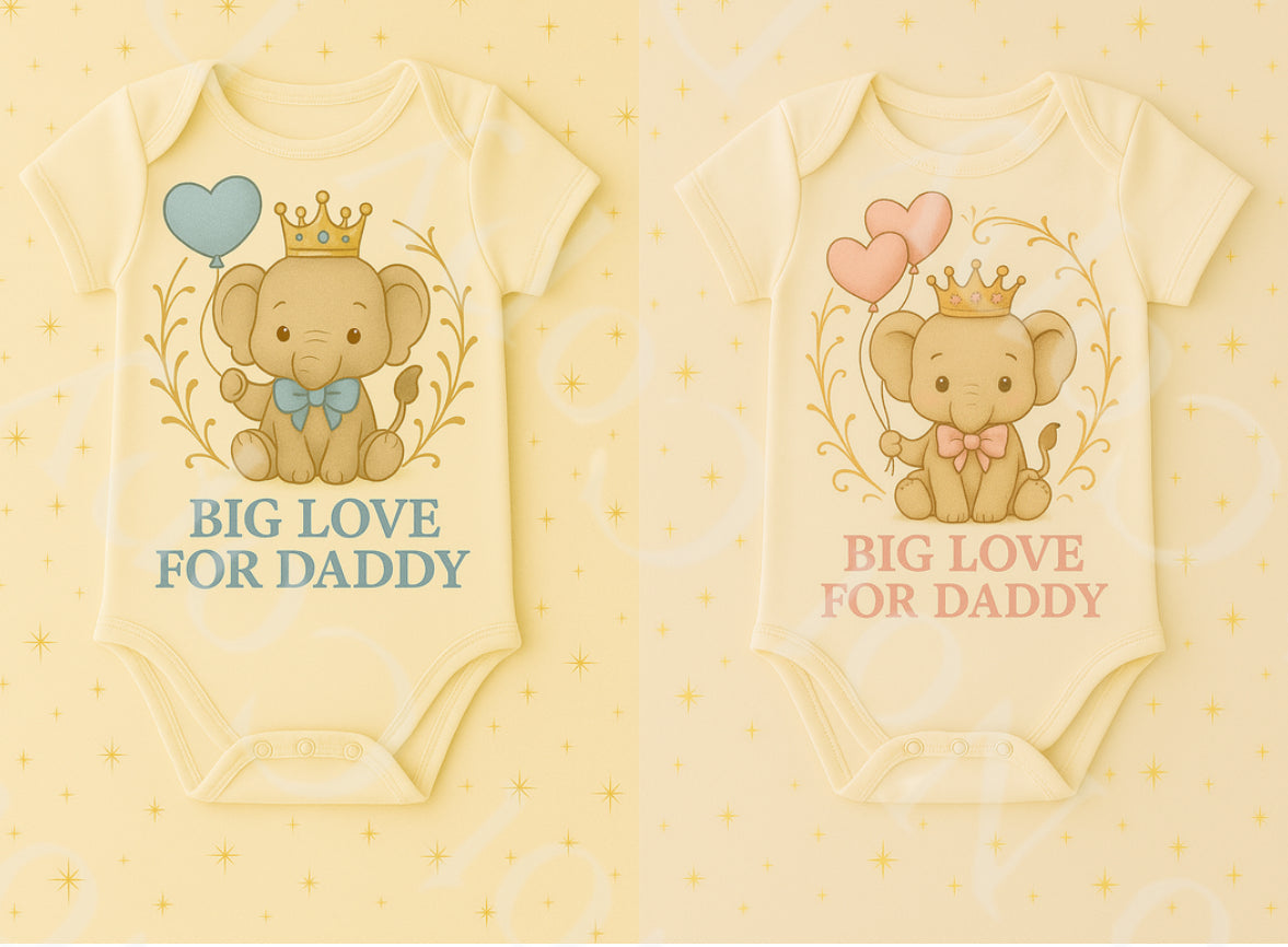 DTF Fabric - Big Love For Daddy Elephant