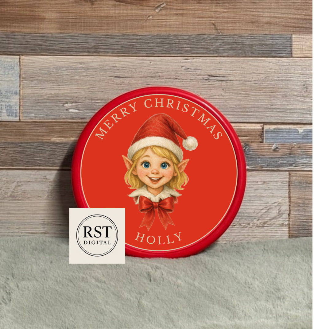 Chocolate Tub Sticker - Elf Girl Head Blond hair/Light Skin