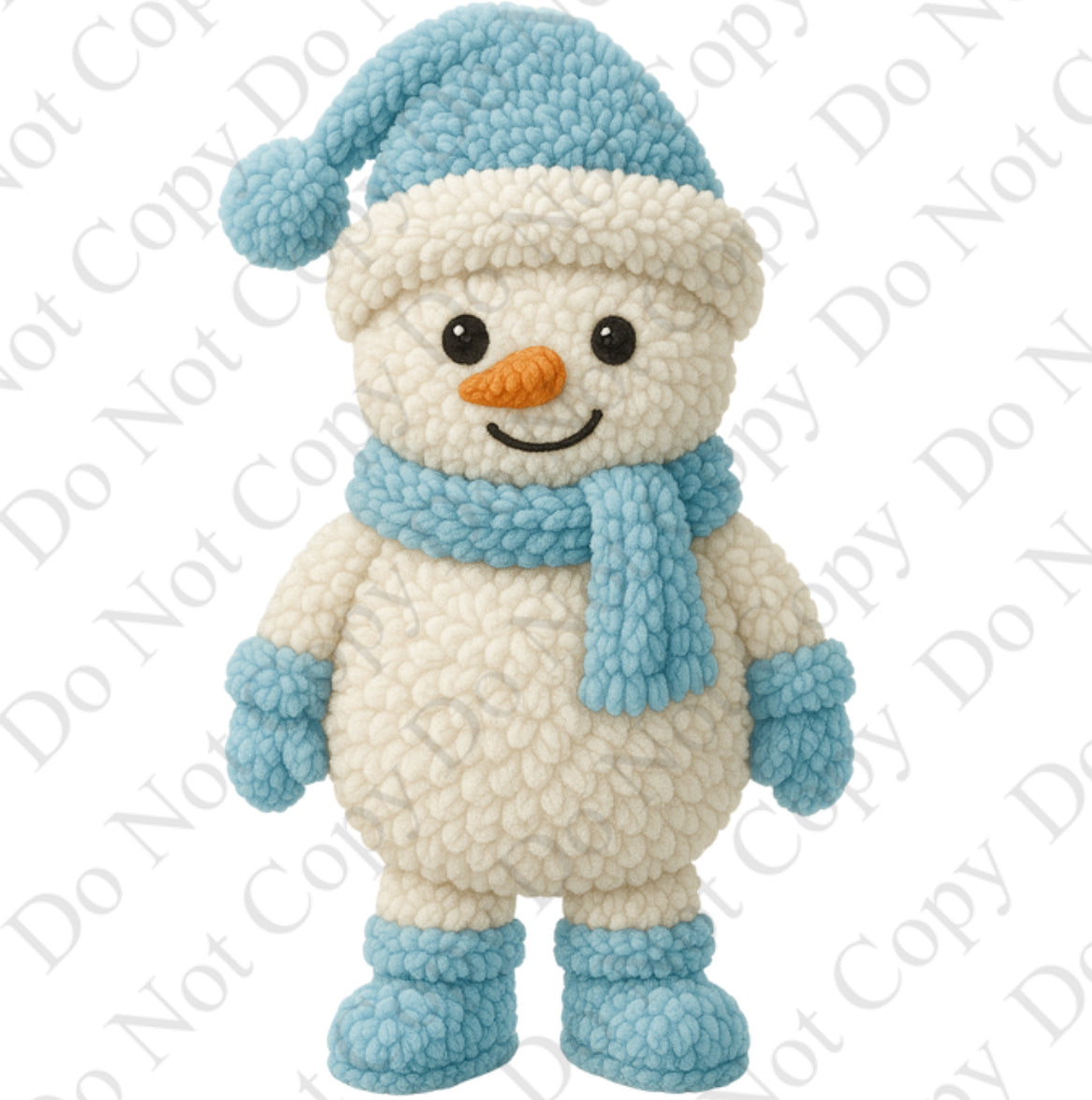 DTF Fabric - Snowman - Blue (Wooly Style)
