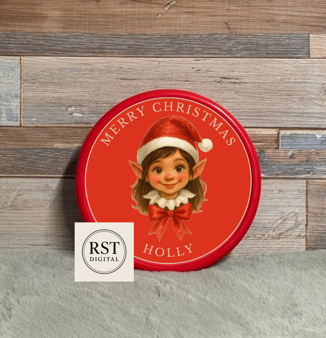 Chocolate Tub Sticker - Elf Girl Head Brown hair/Light Skin