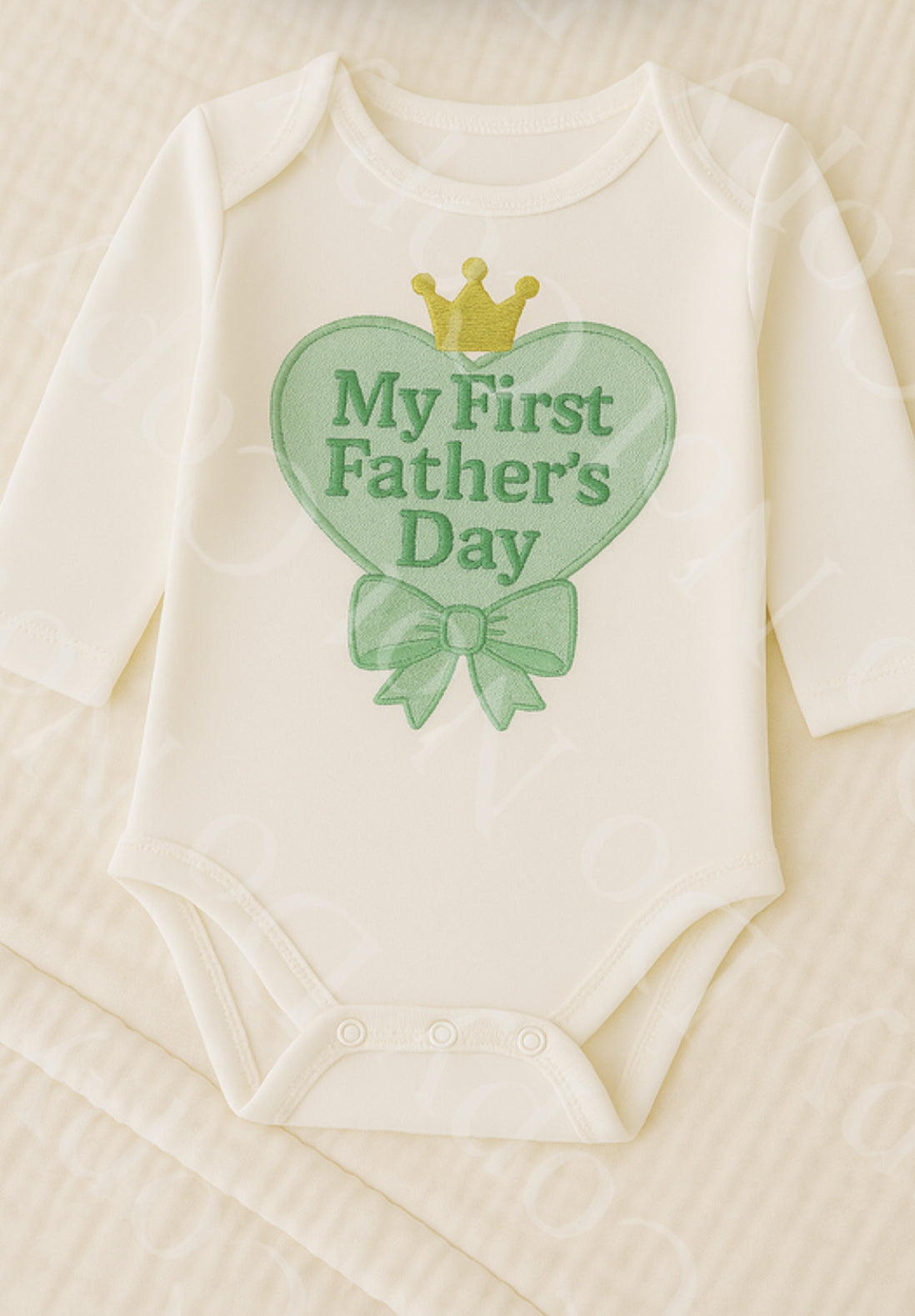 DTF Fabric - Green My First Father’s Day Heart (Leather/Embrodery Effect)