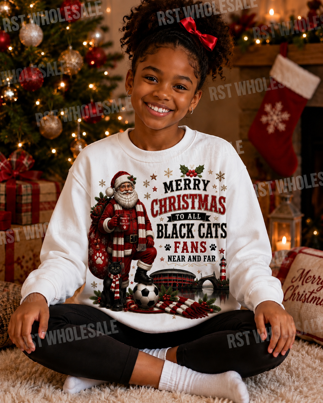 DTF Fabric - Santa Football - Merry Christmas to all Black Cats Fans