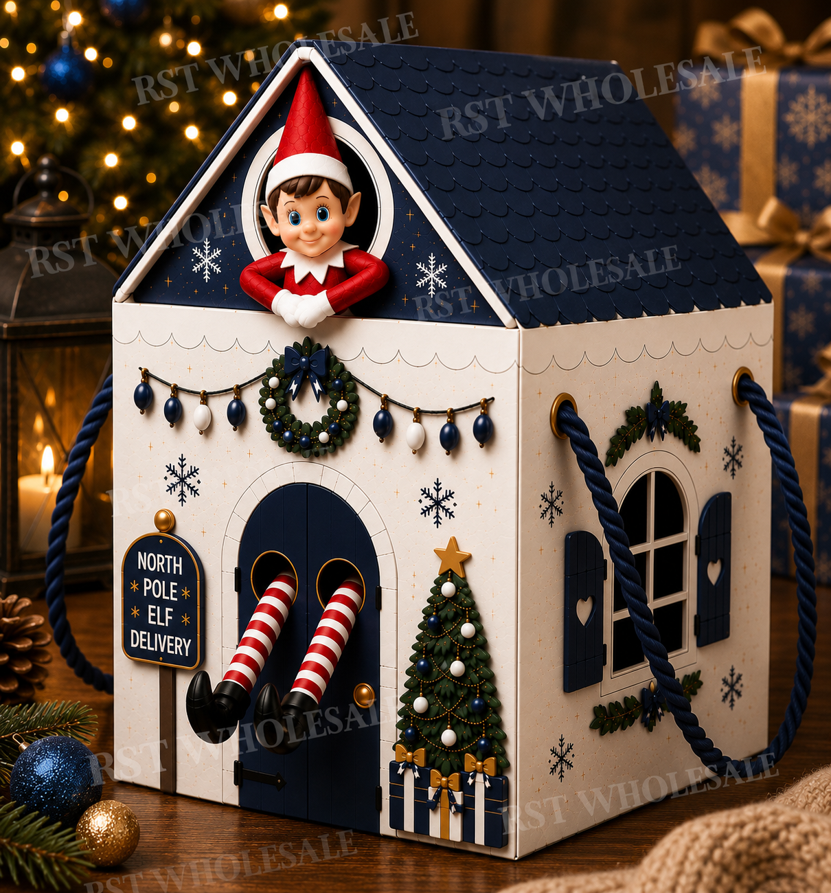 Large Dark Blue and White Elf Return Box PRE-Order due September