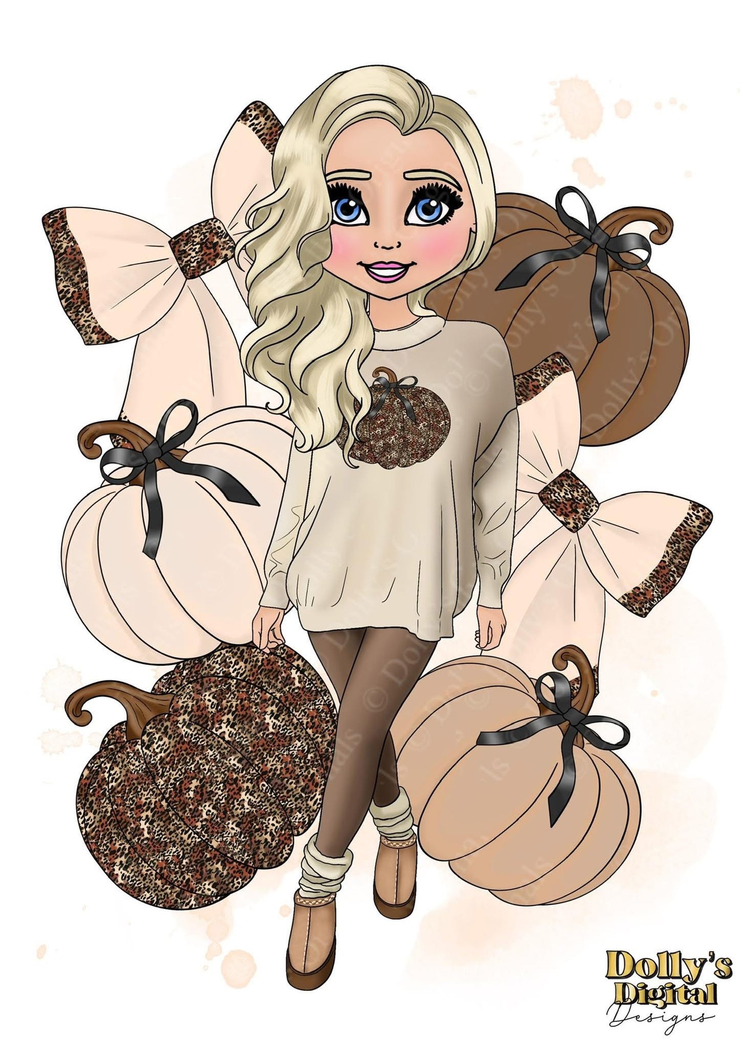 UV Cream and Leopard Print Pumpkin Cosy Dolly