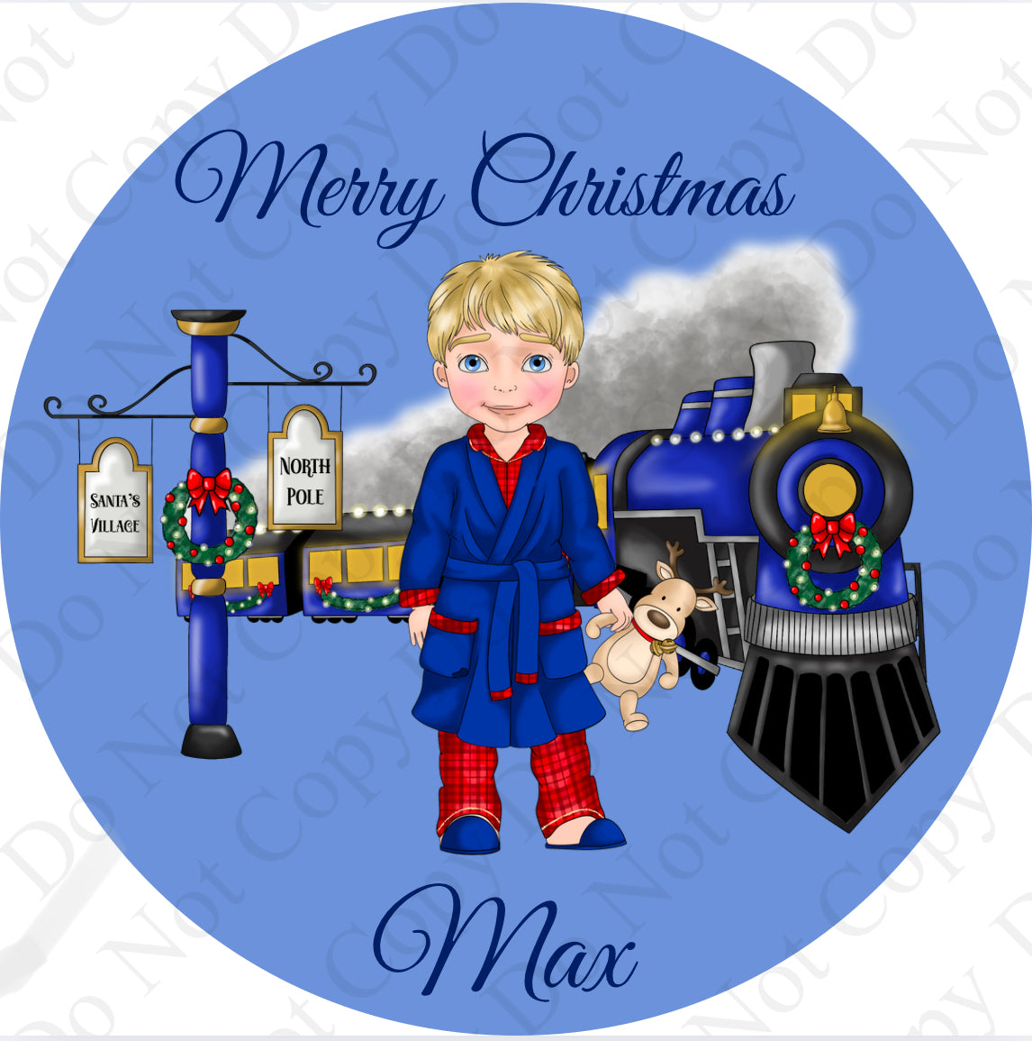 UV Stickers - Boy Dark Blue Train Dolly