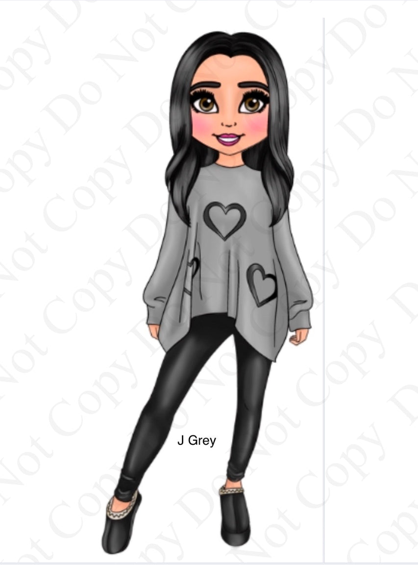 DTF Fabric - Verity Heart Knit Sweater and Leggings Doll