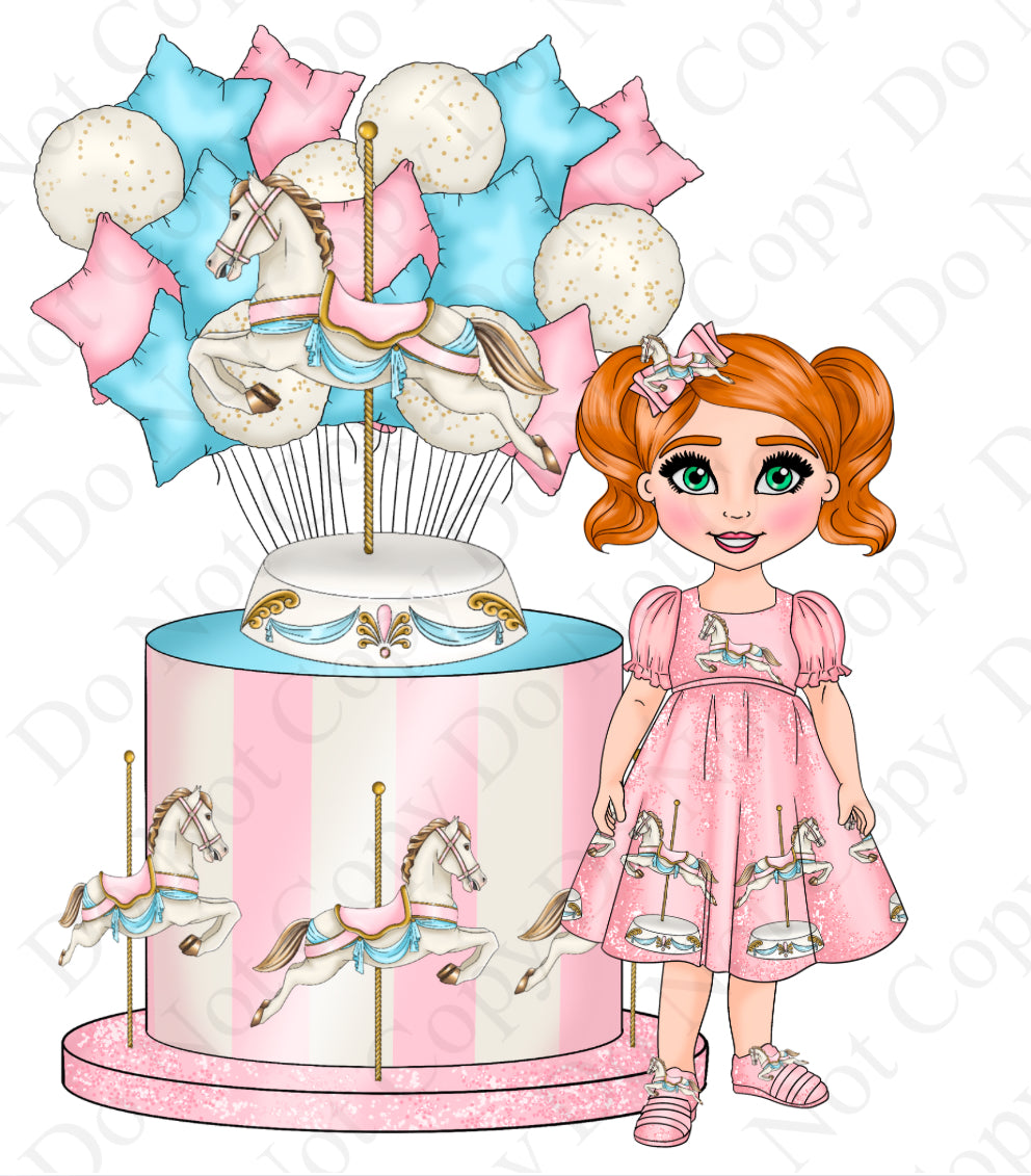 DTF Fabric - Balloon Background Carousel Dolly’s