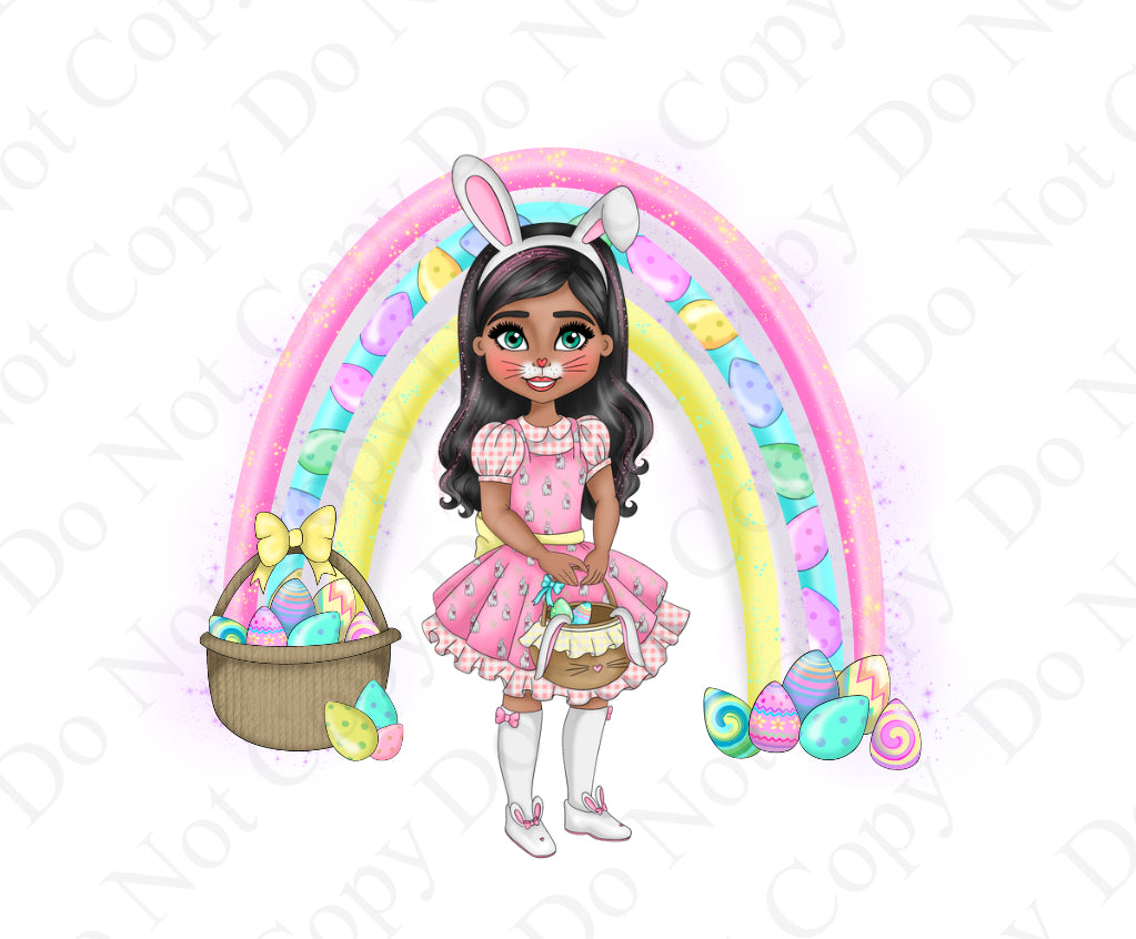 UV - Girl Easter Bunny Rainbow Background Dolly