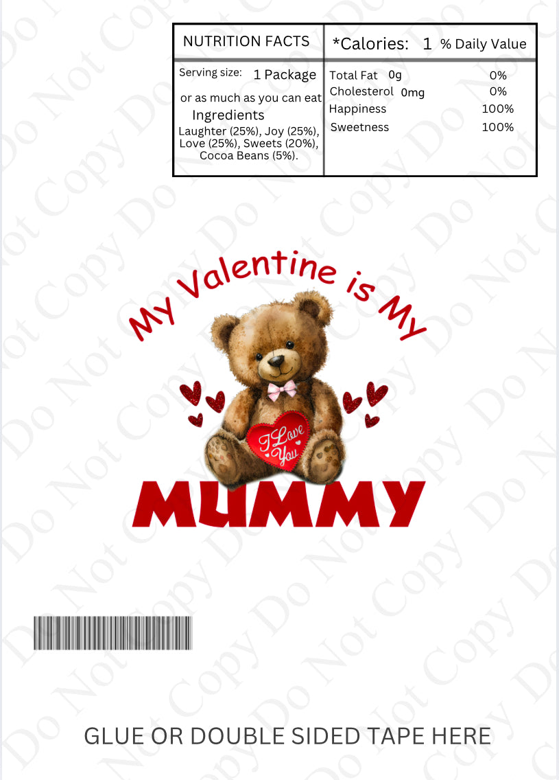 Chocolate Wrapper - Mummy Valentines Bear