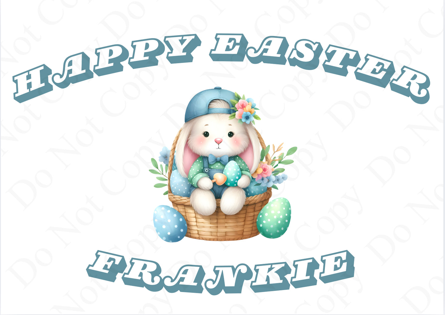 Boy RST Bunny Gift Box - (With Optional Name and Wording in Blue)