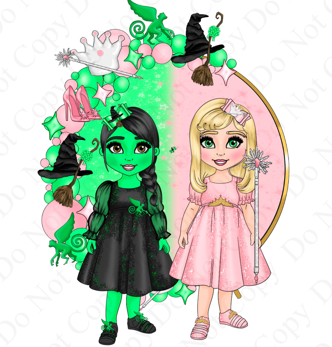 DTF Fabric - Witch and Glinda Round Background