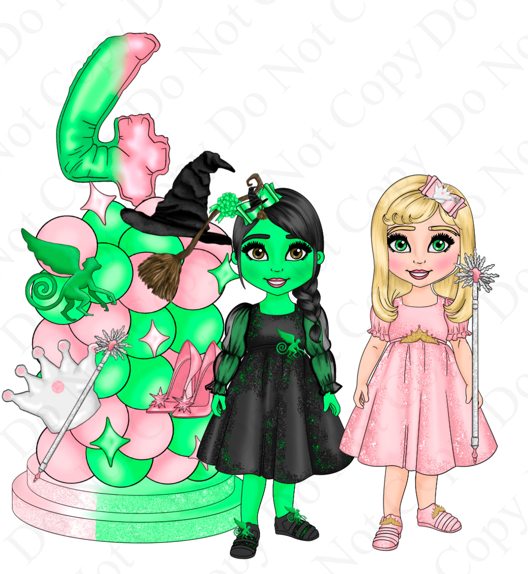 DTF Fabric - Witch and Glinda Birthday