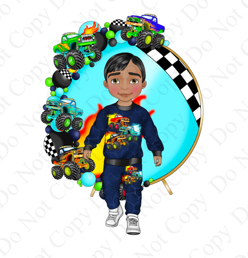 DTF Fabric - Monster Truck Round Background
