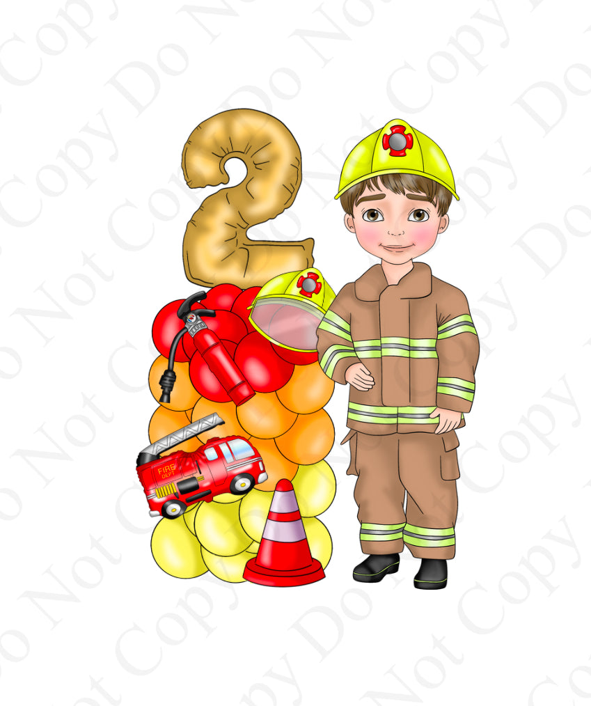 DTF Fabric - Fire Fighter Boy Birthday Dollys