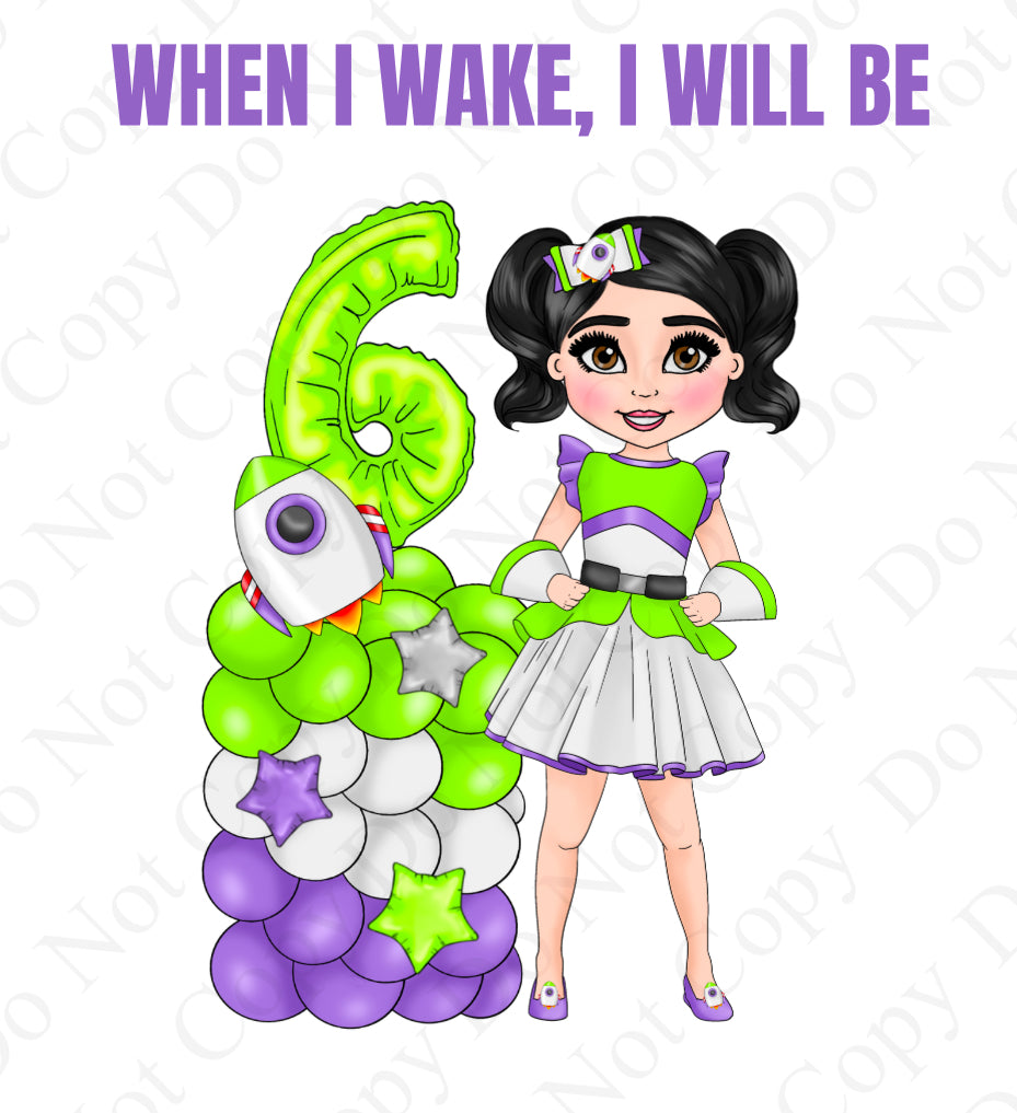 DTF Fabric - Space Land Girl “When I Wake” Dollys