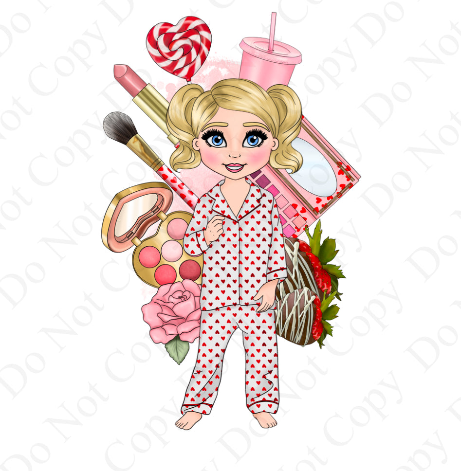 DTF Fabric - Valentines Toddler Makeup Dolly