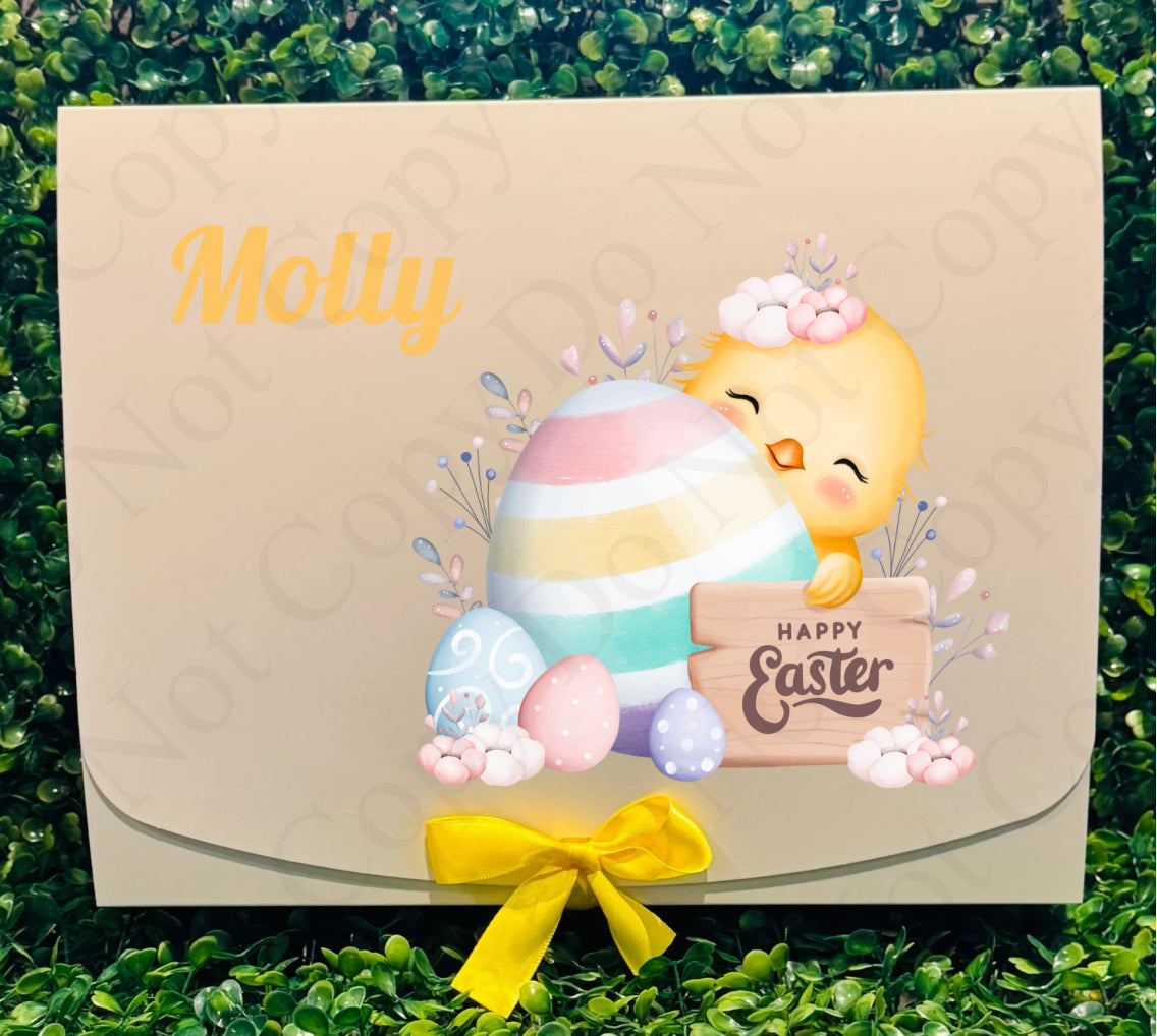 Chick 2 Easter Gift Box - (With Optional Name and Wording in Yellow)