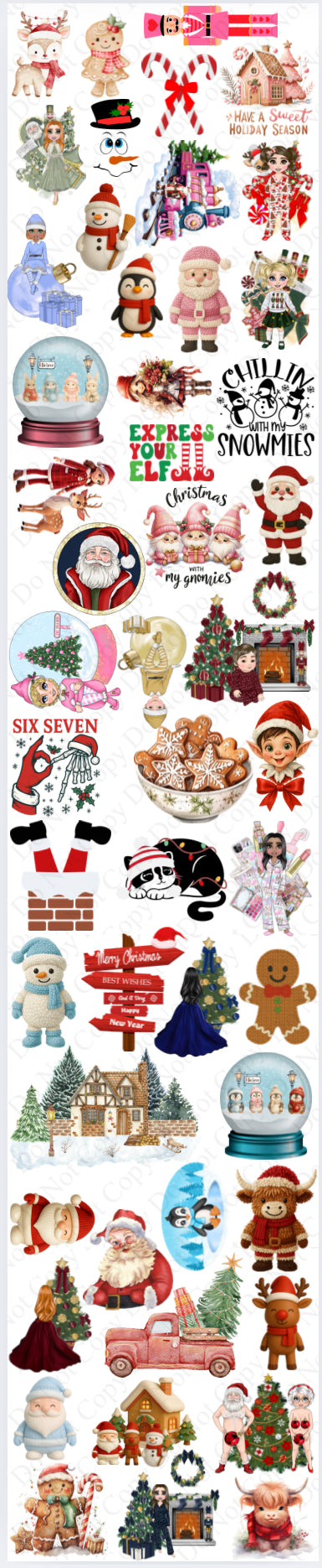 NEW DTF Fabric Xmas Sheet 2 (50 Decals)