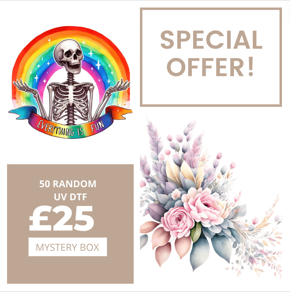 OFFER UV DTF - Mega Mystery Box (50 Random Prints)