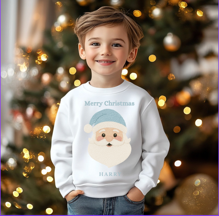 DTF Fabric - Blue Santa Head (Knitted Style)