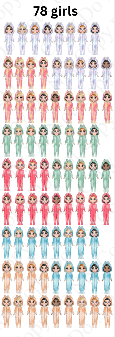 DTF Fabric Girl Monster Dolly Mega Sheet (78 Dollys)