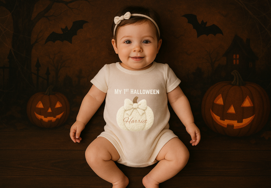 DTF Fabric - Fluffy Pumpkin with Bow