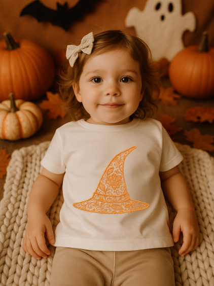 DTF Fabric - Lace Effect - Orange Witch Hat