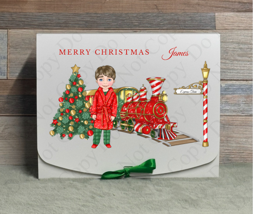 Dolly Gift Box - Boy Green and Red Train (Name Optional)