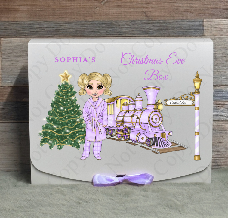 Dolly Gift Box - Girl Lilac Train (Name with Wording Optional)