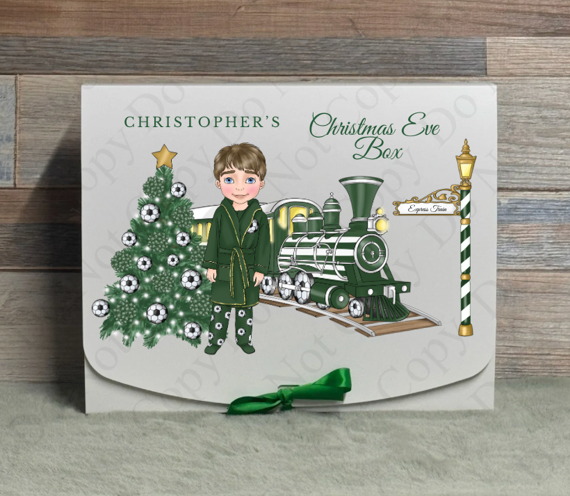 Dolly Gift Box - Boy - Green Football Train (Name with Wording Optional)
