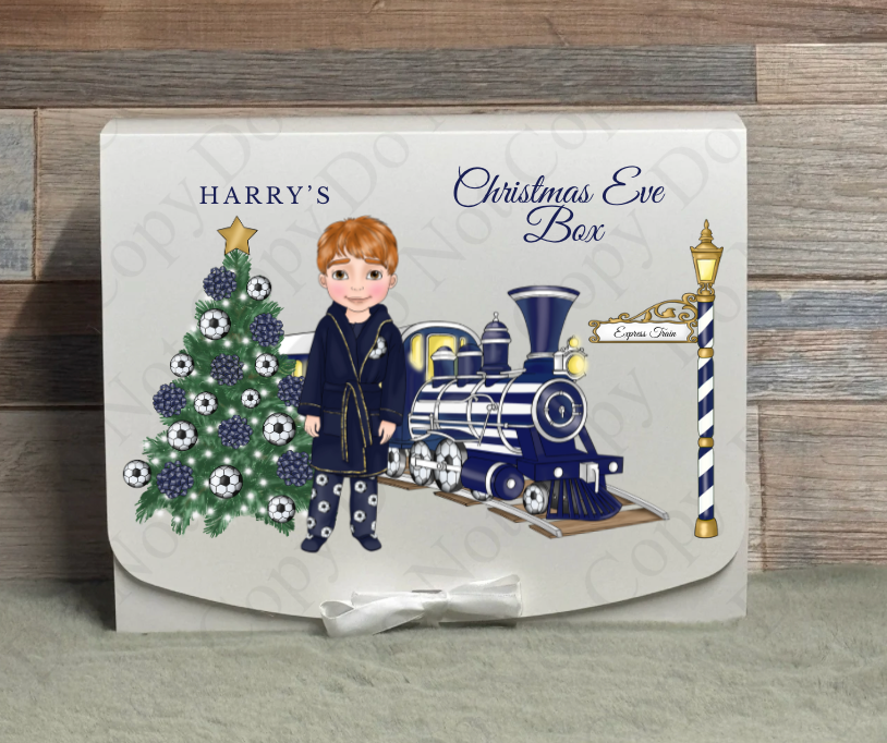 Dolly Gift Box - Boy - Navy Football Train (Name with Wording Optional)