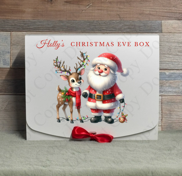Santa and Reindeer Gift Box - (With Optional Name and Wording)