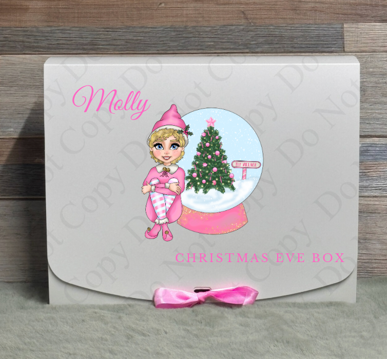 Pink Elf with Snow Globe Gift Box - (Name with Wording Optional)