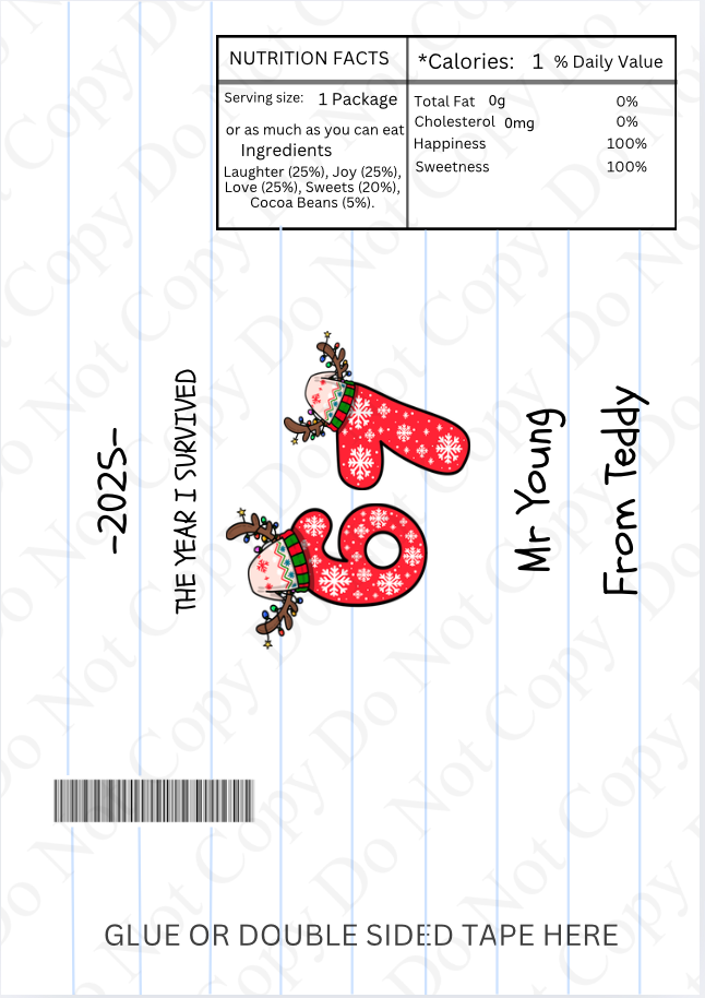 Chocolate Wrapper - The Year I Survived 6 7 (Six Seven)