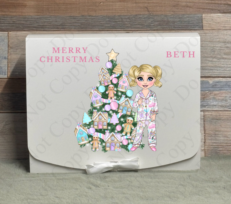 Dolly Gift Box - Sweet Christmas Pyjamas Toddler Girl (Name with Wording Optional)