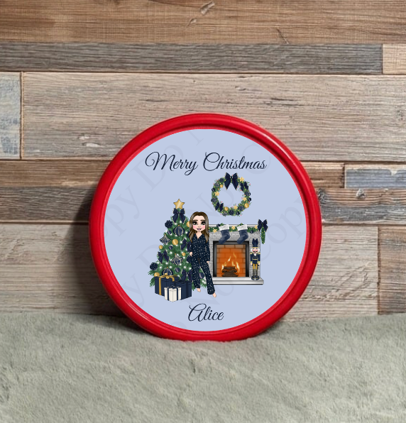 Chocolate Tub Sticker - Navy Christmas Stars Dolly